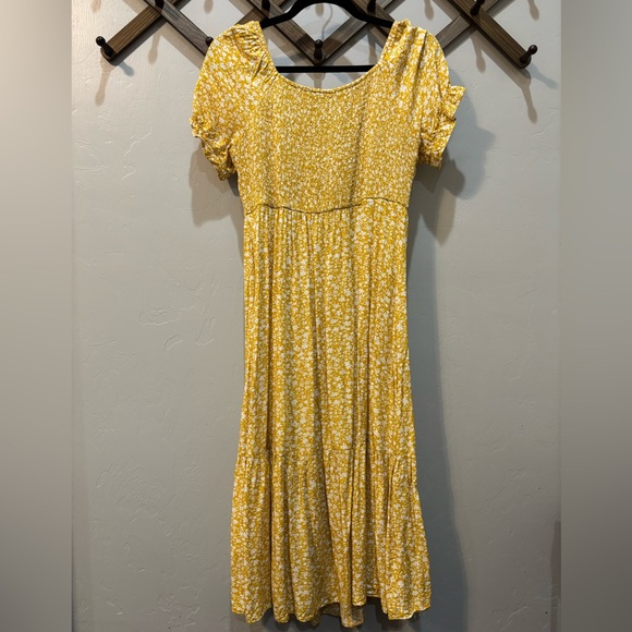 Maternity Midi Dress | Yellow Floral | EUC | S - Picture 3 of 3